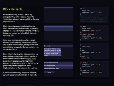 Block, inline and inline-block elements - website - "block"