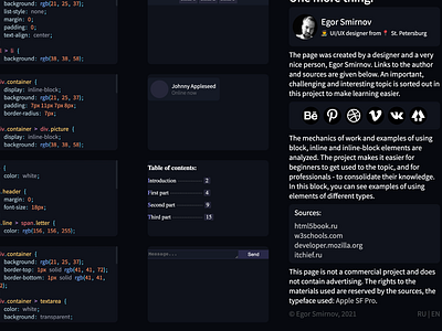 Block, inline and inline-block elements - website - "more"