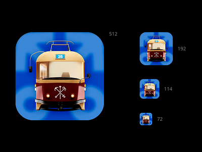 «Trams» App Icon — Icons 3d app icon blender logo trams transport