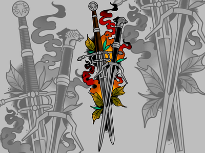 Witcher swords art design illustration swords tattoo thewitcher witcher