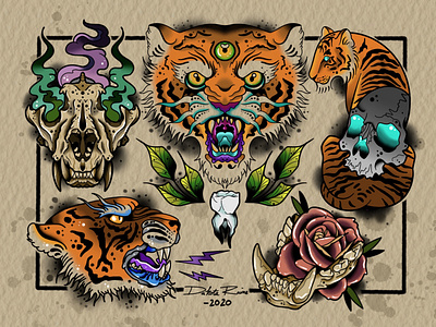 Tiger Flash Sheet art design illustration tattoo