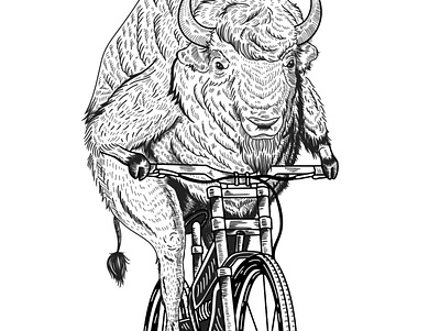 Animals on Bikes animals art bear bison design illustration kangaroo sketch tshirt tshirtdesign