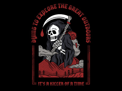 Explore art branding design explore grim reaper illustration logo nature skeleton skull tattoo tshirt