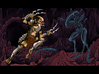 Alien vs Predator alien art digital painting illustration predator sci fi