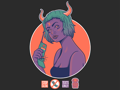 STOP CALLING art color design devil devilwoman illustration lady phone streetwear tshirt vivid woman