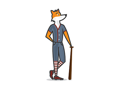 Baseball Fox Full Color baseball fox vector vintage