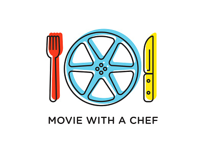 Movie with a Chef concept dinner film logo movie plate reel