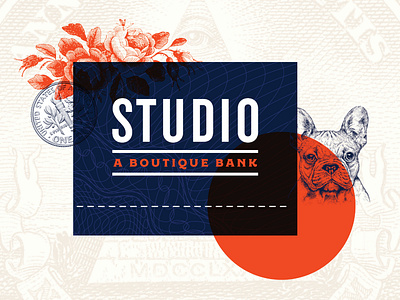 Studio Bank bank boutique collage financial french bulldog logo logo lockup studio