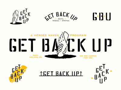 Get Back Up Program badgedesign badges brand identity branding design hands illustration stencil texture typeography