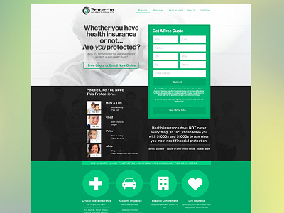 Protectim Insurance / Lead Gen Page lead generation quote page web web design website