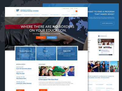 Updated International Center Proposal clean design homepage university website