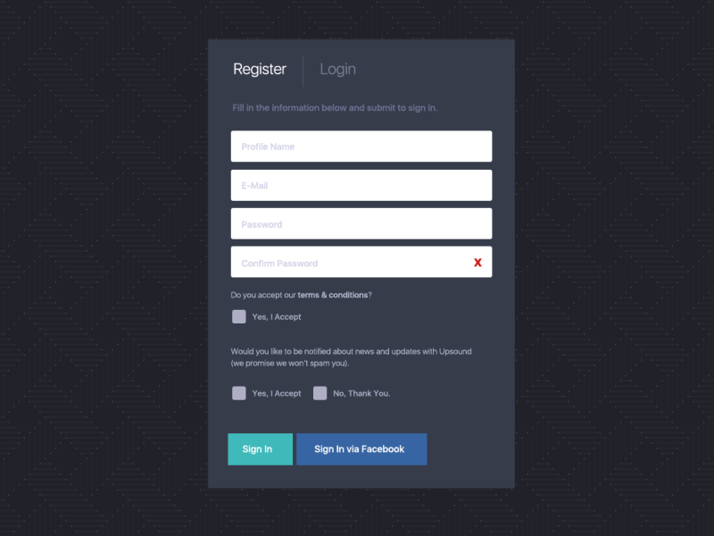 Register/Login UX Preview animated login register registration sign in ux