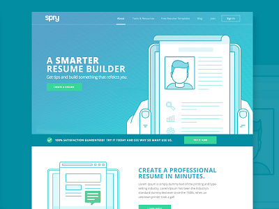 Resume Builder Home Page Concept builder conversion layout design homepage jobs landing page resume web site
