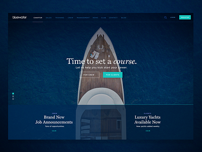 Site Design (Rejected) brochure design homepage landing marketing sales water webpage yacht