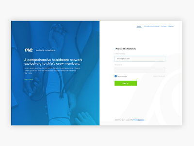 Login/Landing Page - Health Care Platform homepage landing page login login box registration