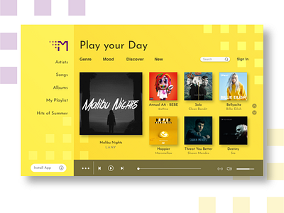 Mini Music Landing Page app design desain aplikasi music app music player ui uidesign webdesign