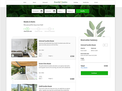 Hotel Website - Booking Process Page booking booking process eco garden green hotel room rates shopping cart ui ux web web design