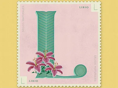 Letter L · Lirio · #36daysoftype #SellosNaturales 36 days of type 36 days of type lettering botanical art capital letters daffodil flower illustration hand lettering hand lettering art letter l lirios old stamp procreate procreate art vintage art vintage stamp