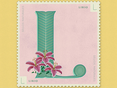 Letter L · Lirio · #36daysoftype #SellosNaturales 36 days of type 36 days of type lettering botanical art capital letters daffodil flower illustration hand lettering hand lettering art letter l lirios old stamp procreate procreate art vintage art vintage stamp