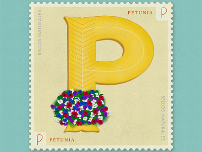 Letter P · Petunia · #36daysoftype #SellosNaturales 36 days of type 36 days of type lettering adobe botanical art flowers illustration illustration letra p letter p lettering natural petunia procreate sellos naturales vintage vintage art vintage stamp women in illustration