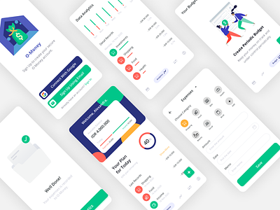 O-Money (Budget Planner App) - UI Design budget app budget planner app figma figmadesign mobile ui ui uiux uiuxdesign