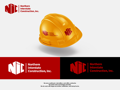 Logo Concept for Northern Interstate Construction, Inc. branding construction design dump truck earthwork excavator graphic design helmet illustration logo