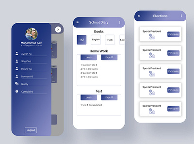 school learning management app screen design