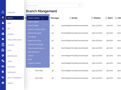 School learning & management web UI ui