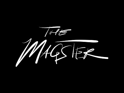 The Magster black brand logo mark script white