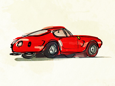 1961 Ferrari 250 GT SWB car digital painting ferrari illustration red