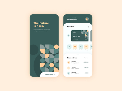 Banking App Design app app design banking app branding branding concept geometric icon set illustration illustrations modern shapes ui ux uxui vector