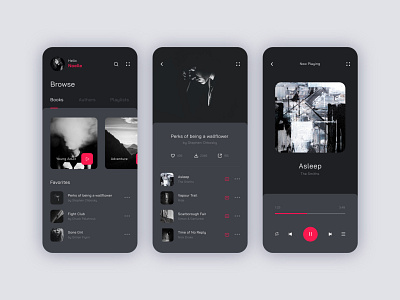 Your Book Playlist app app design books concept dark dark theme design minimal modern music music app neon photography playlist songs ux ux design uxui