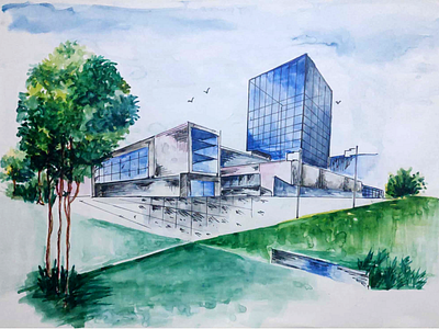 Architecture Water Color Painting art artwork creative design illustration painting watercolor