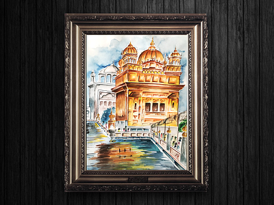 Golden Temple - Water Color Painting art artwork creative design illustration painting watercolor