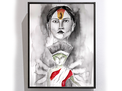 The Painting of Goddess Durga art artwork creative design durga illustration painting sketch watercolor woman