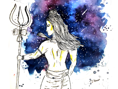 Shiva - Water Color Painting