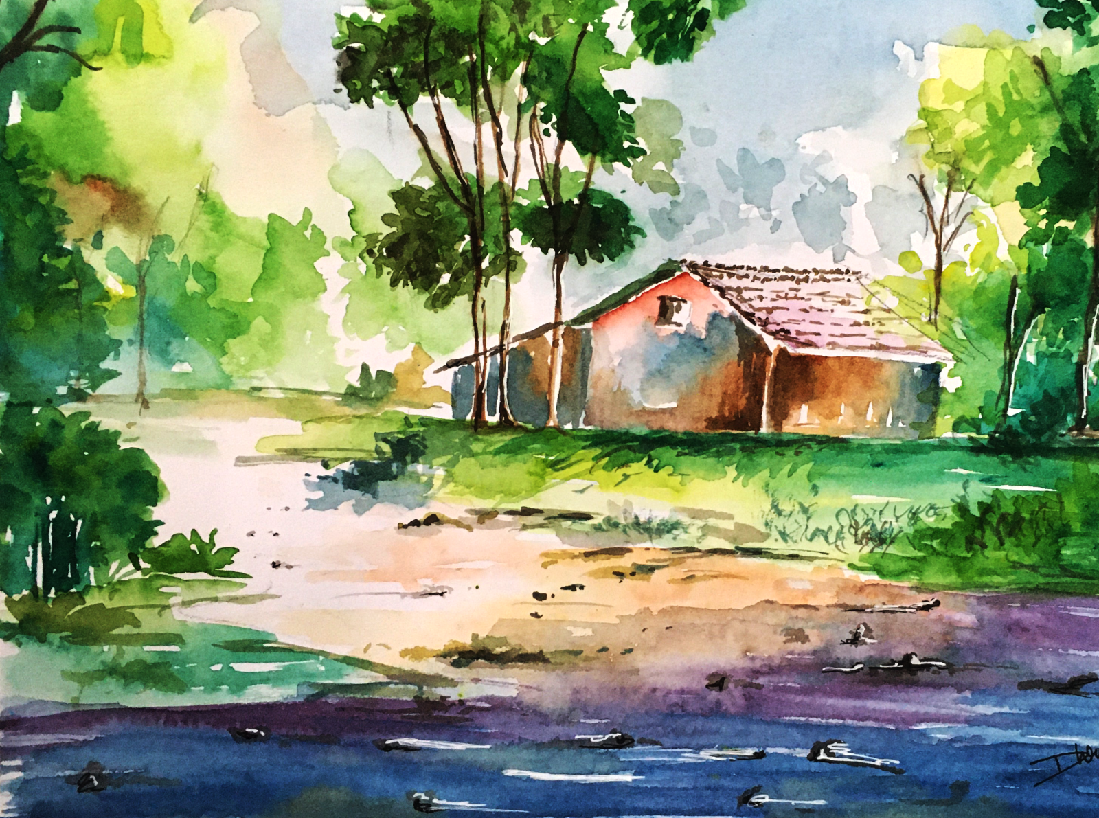 Landscape - Water Color Painting by Dhruvi Sharma on Dribbble