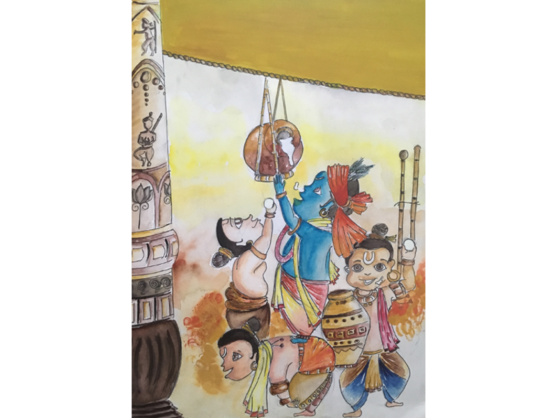 Lord Krishna painting water color krishna art