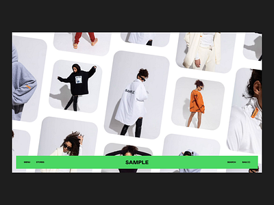 SAMPLE store animation clean ecommerce fashion gif grid layout logo minimal slider store typography web web design webgl