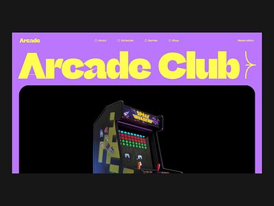 Arcade Club 3d animation arcade cinema4d colors grid illustration landing layout light logo motion graphics schedule slider typography ui web
