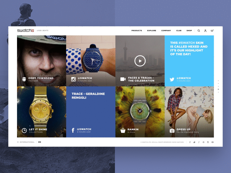 swatch animation ecommerce flat gif grid shop social sport ui ux watches web