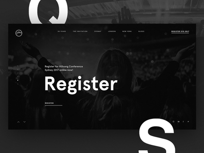 register clean minimal promo slider typography ui website