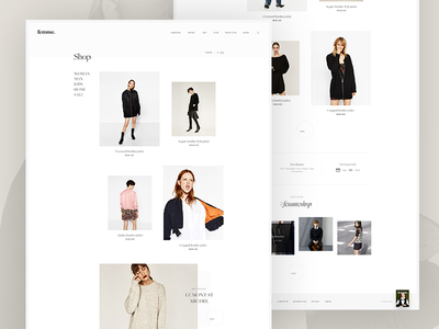 femme shop clean ecommerce fashion grid instagram layout logo magazine minimal