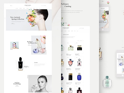 Perfumes E-store ecommerce grid instagram landing layout logo minimal perfumes photography shop typography web