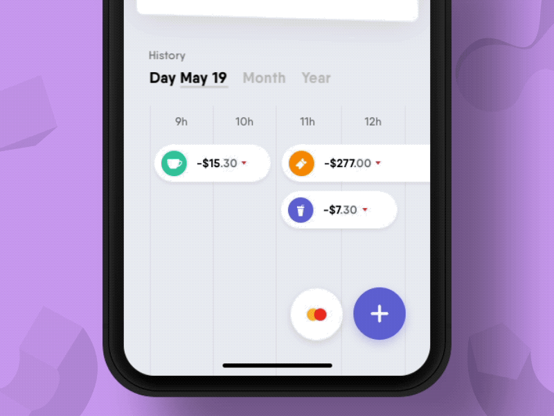Pay animation app bank card cards finance ios mobile pay timeline typography