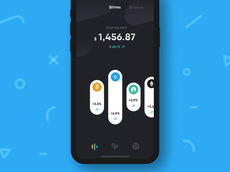 Crypto animation app bank card cards crypto finance ios mobile timeline typography