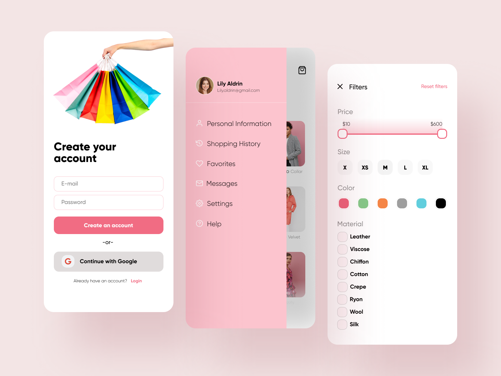 Women's clothing app by Pegah Navid on Dribbble