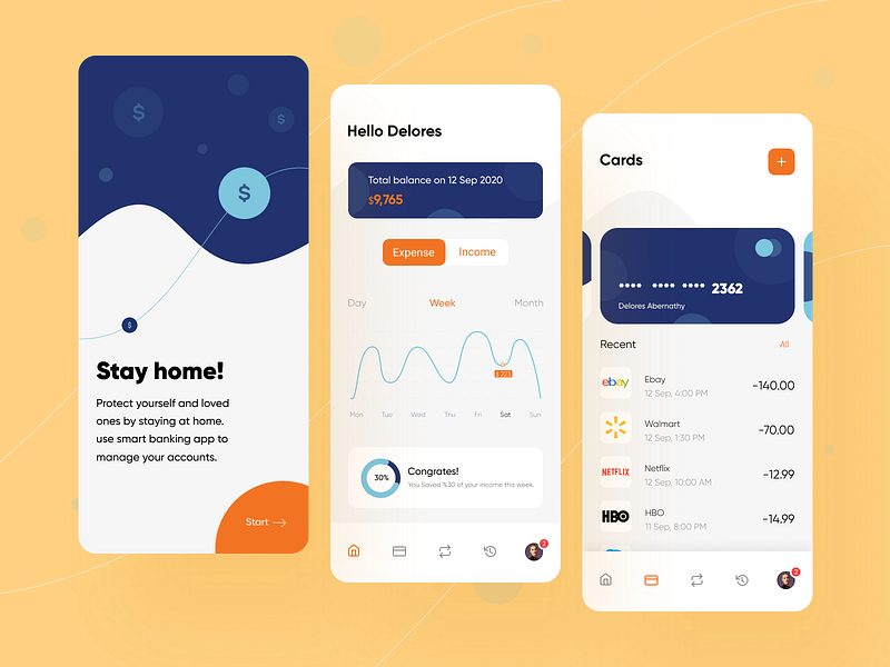 Banking app by Pegah Navid on Dribbble