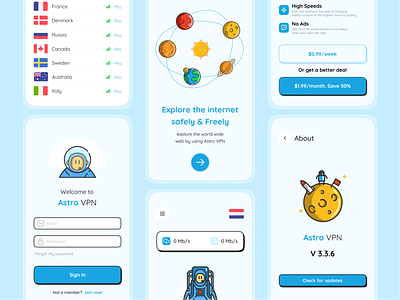 Astro VPN 2022 app app design design illustration ios mobile app mobile ui trend ui uidesign vpn