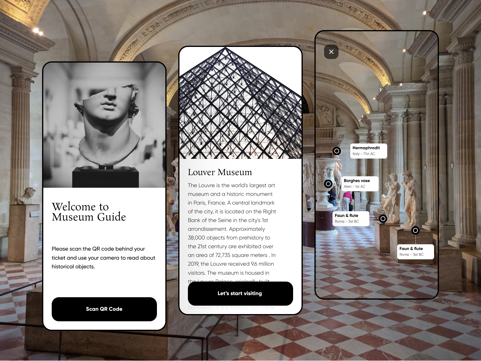 Museum guide. Мобильное приложение для музея. Как выглядит Интерфейс в музей.